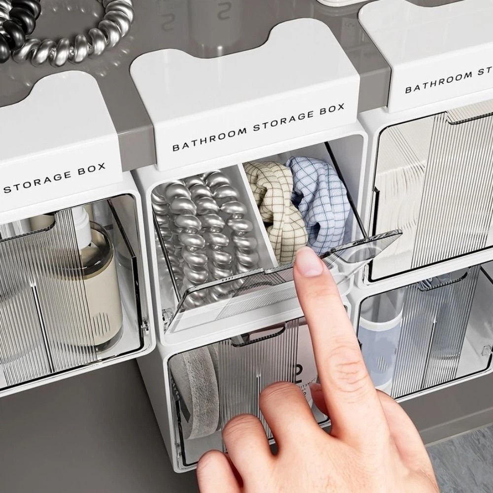 Drawer Organizer Peg - صندوق تخزين بلاستيكي شفاف بتصميم الأدراج