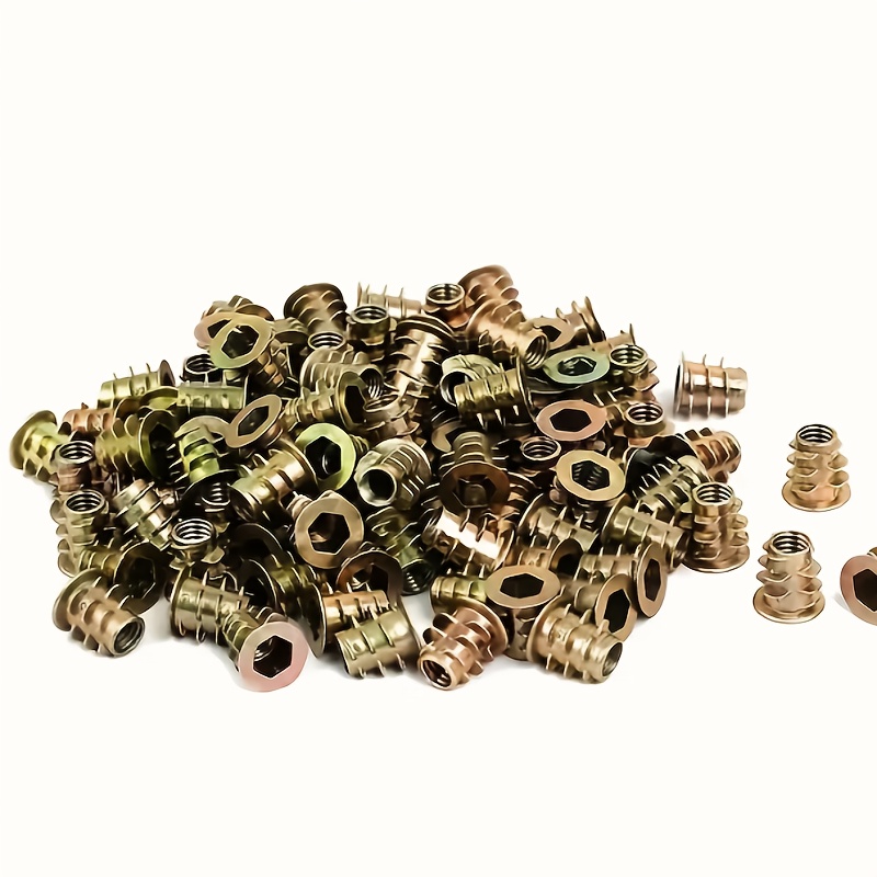 Furniture Hardware Threaded Inserts - 100 قطعة من صواميل M6 ملولبة