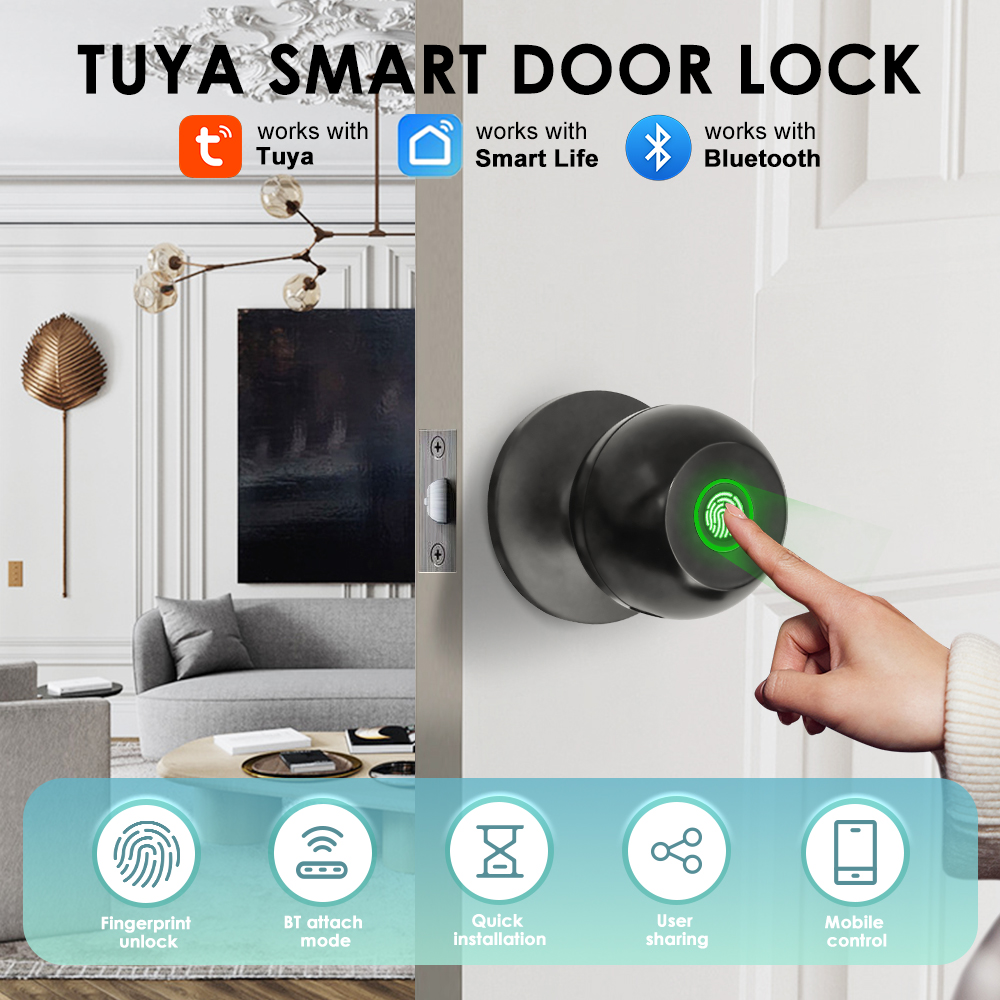 Tuya قفل الباب الإلكتروني الذك - مراجعة Door Handle Bar وسعره