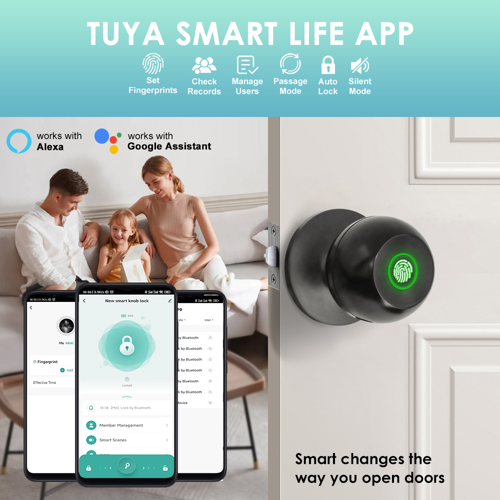 Tuya قفل الباب الإلكتروني الذك - مراجعة Door Handle Bar وسعره