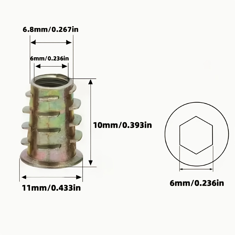 100 قطعة من صواميل M6 ملولبة م - مراجعة Furniture Hardware Threaded Inserts وسعره